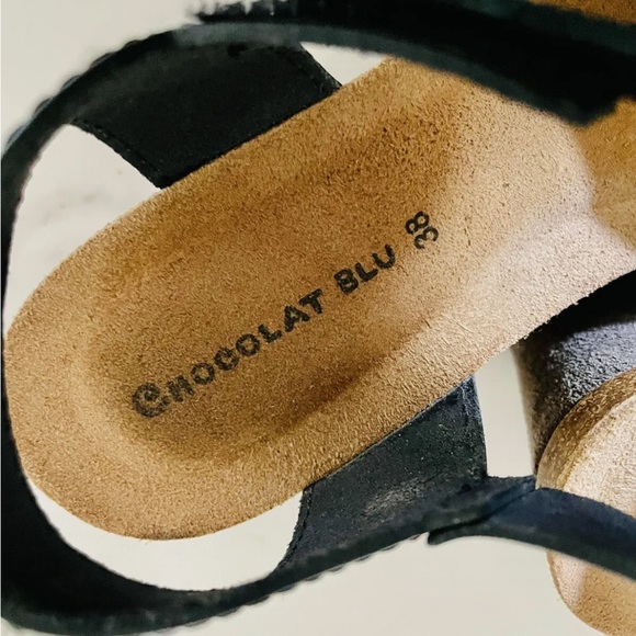 Chocolat Blu Miani Brown Suede and Silver Wedge Sandals, excellent condition 7 - Picture 4 of 11
